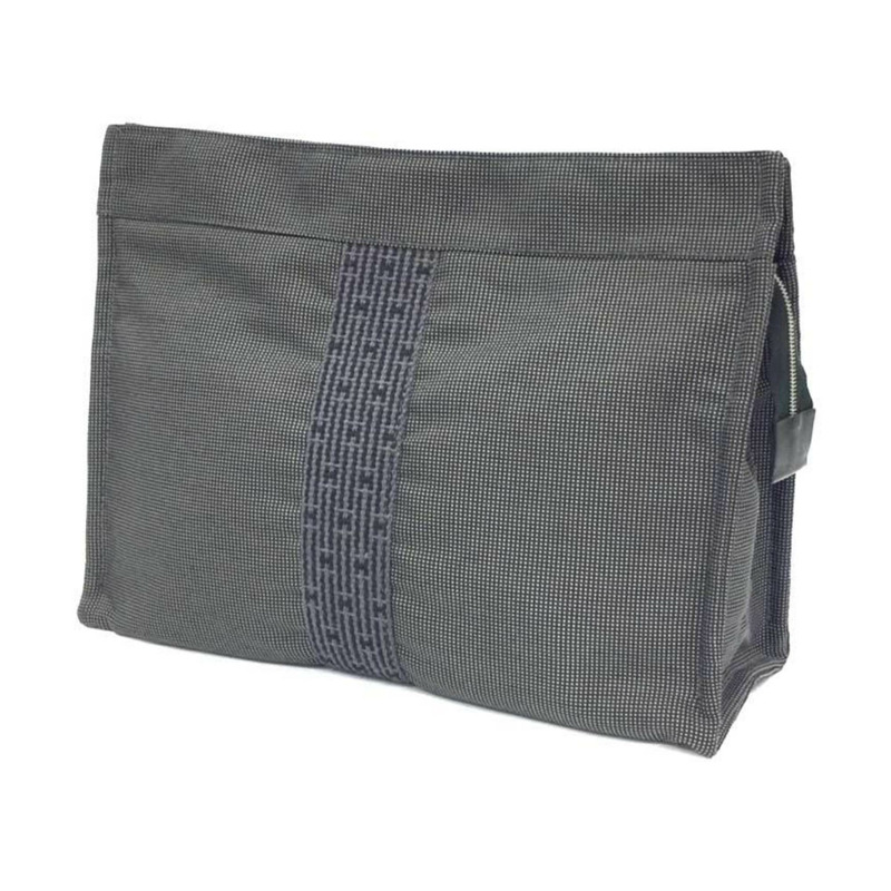 HERMES 愛馬仕 Air Line Pouch MM 第二包手拿包尼龍帆布灰色男士女士-0