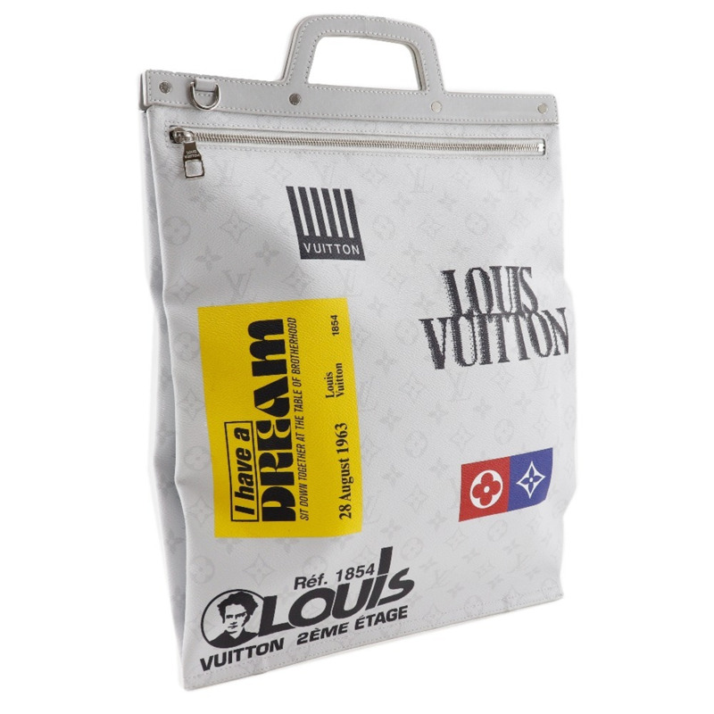 路易威登 扁平垂直托特包手提包 M44627 x 白色 Monogram 帆布 2019 淺灰色 UB2129 型 男士-2