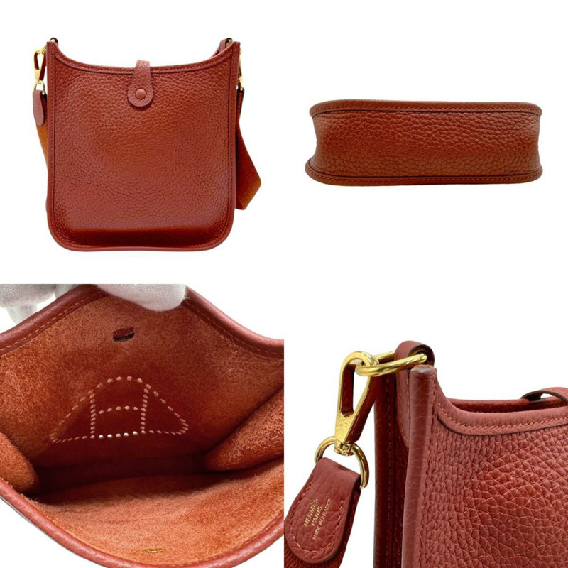 愛馬仕 HERMES 單肩包 Evelyn TPM Taurillon Clemence 估價 Cuivre 金色 女士 n0416-2
