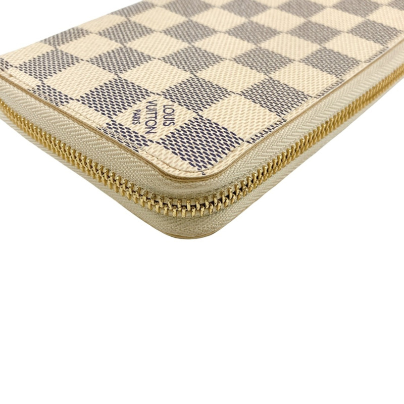 路易威登 LOUIS VUITTON 長皮夾圓形 Azur Zippy Damier 帆布 N60019 白色 LV-5