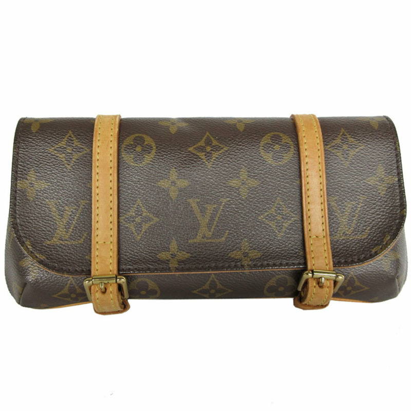 路易威登 LOUIS VUITTON 腰包 Monogram Pochette Marel 帆布棕金男士女士 M51159 s0265a-0