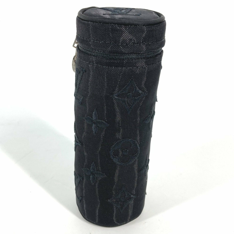 路易威登 M77147 Monogram 網狀小袋僅圓筒保護套鑰匙扣包吊飾棉質聚酯纖維女式黑色-0