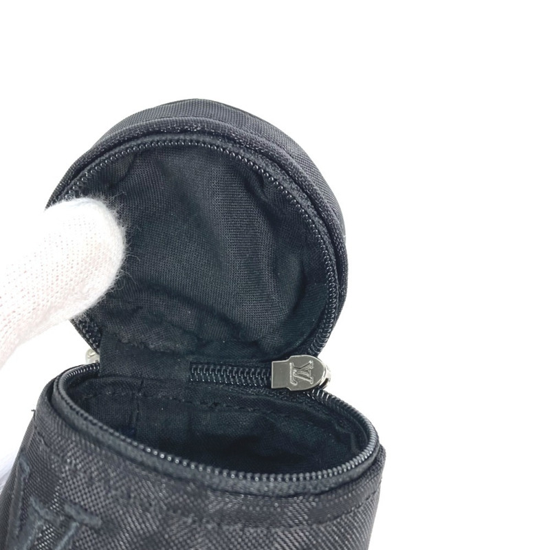 路易威登 M77147 Monogram 網狀小袋僅圓筒保護套鑰匙扣包吊飾棉質聚酯纖維女式黑色-6