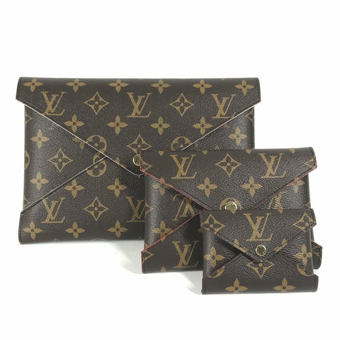 路易威登 M62034 Monogram Pochette Kirigami 手拿包 3 件套 帆布手拿包 女士棕色