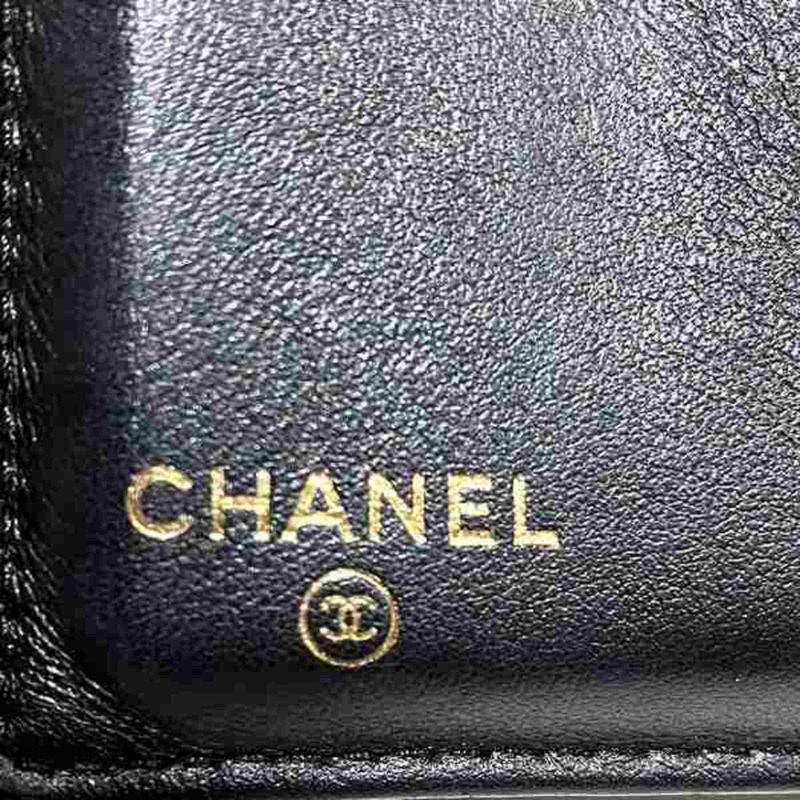 香奈兒 CHANEL CC 花絲小號緊湊皮夾魚子醬皮膚三折女士-3