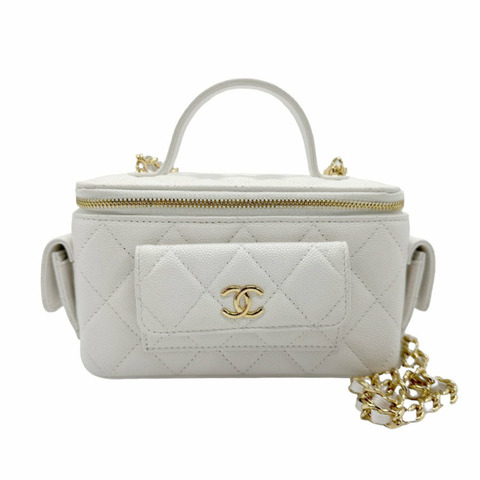 CHANEL 肩包魚子醬皮皮革白色女式 z2113