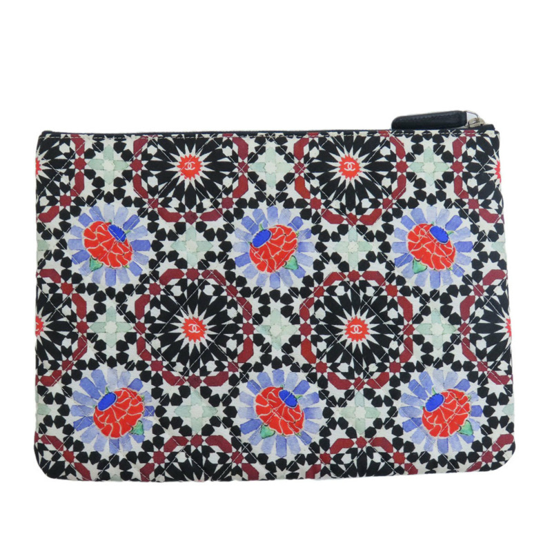 香奈兒 A82074 可可馬克花卉圖案帆布手拿包 女士 CHANEL-1