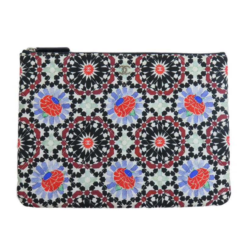 香奈兒 A82074 可可馬克花卉圖案帆布手拿包 女士 CHANEL-10