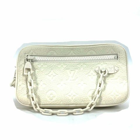 路易威登 M53551 MonogramEmpreinte 手拿包帶肩帶鏈條手拿包白色