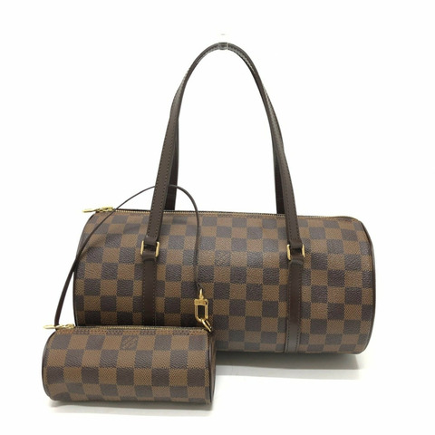 Louis Vuitton N51303 Damier 圓柱形托特包手提包棕金色五金