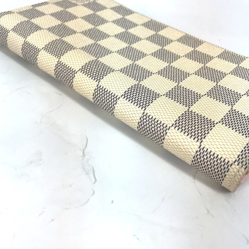 Louis Vuitton N63503 Damier Azur 長皮夾 全拉鍊長皮夾 玫瑰色 纈草 白色-3