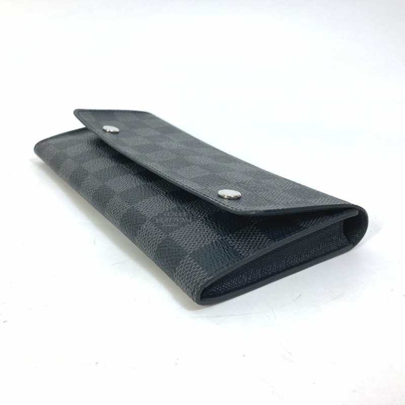 路易威登 N63084 Damier 石墨卡夾零錢包 ID 包長皮夾黑色-2