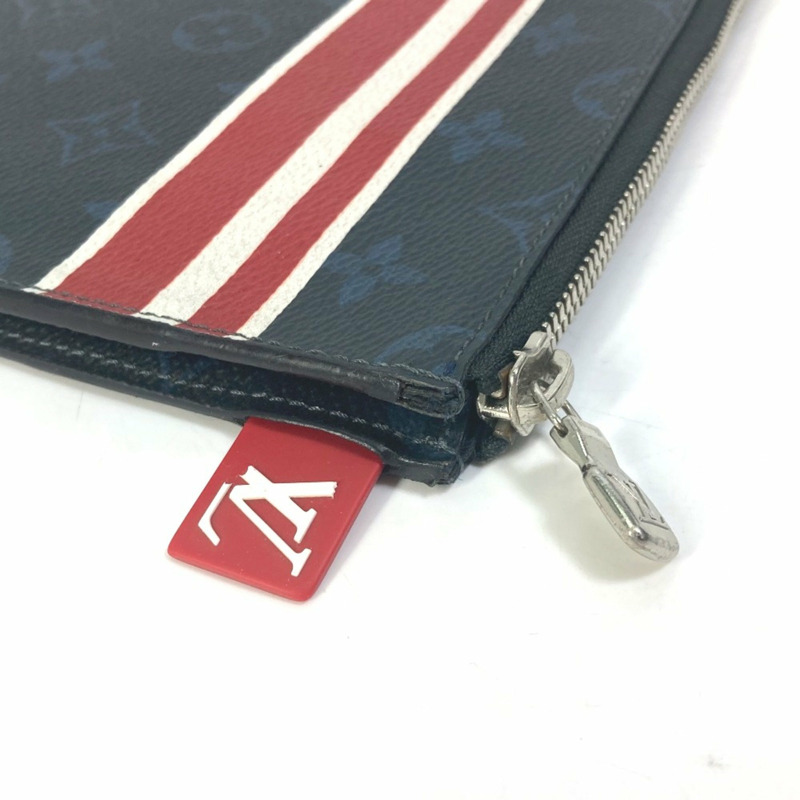 路易威登 M61679 Monogram 鈷條紋包 手拿包 海軍紅 x 白色-4