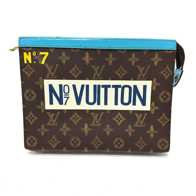 路易威登 M81204 Monogram Pouch 手拿包 手拿包 棕色 藍色-0