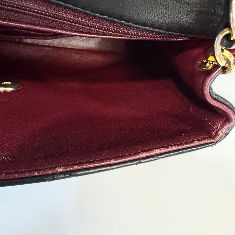 Chanel黑金羊皮Vintage 皮穿鏈側背包(方胖)-8