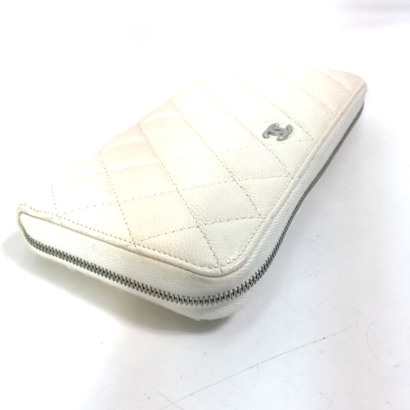 Chanel A50097 Matelasse CC Mark 絎縫皮夾長皮夾白色銀色五金-3