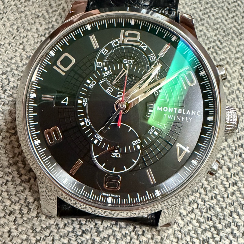 真品 Montblanc萬寶龍TwinFly + GMT MB LL100自製機械機芯複雜功能腕錶-15