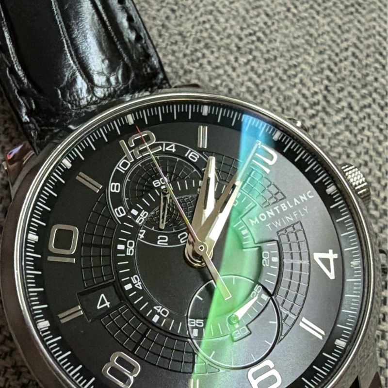 真品 Montblanc萬寶龍TwinFly + GMT MB LL100自製機械機芯複雜功能腕錶-16