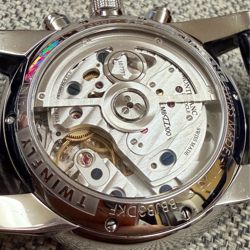 真品 Montblanc萬寶龍TwinFly + GMT MB LL100自製機械機芯複雜功能腕錶-20