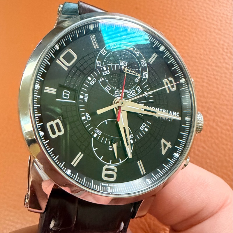 真品 Montblanc萬寶龍TwinFly + GMT MB LL100自製機械機芯複雜功能腕錶-16