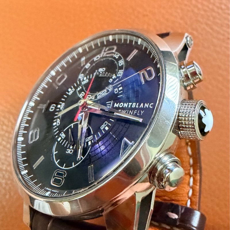 真品 Montblanc萬寶龍TwinFly + GMT MB LL100自製機械機芯複雜功能腕錶-17