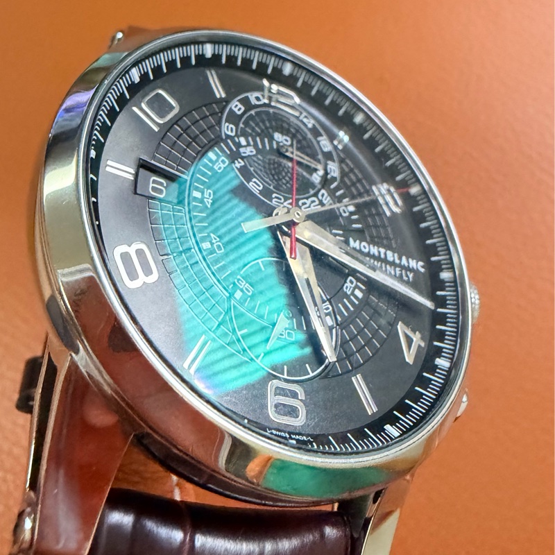 真品 Montblanc萬寶龍TwinFly + GMT MB LL100自製機械機芯複雜功能腕錶-18