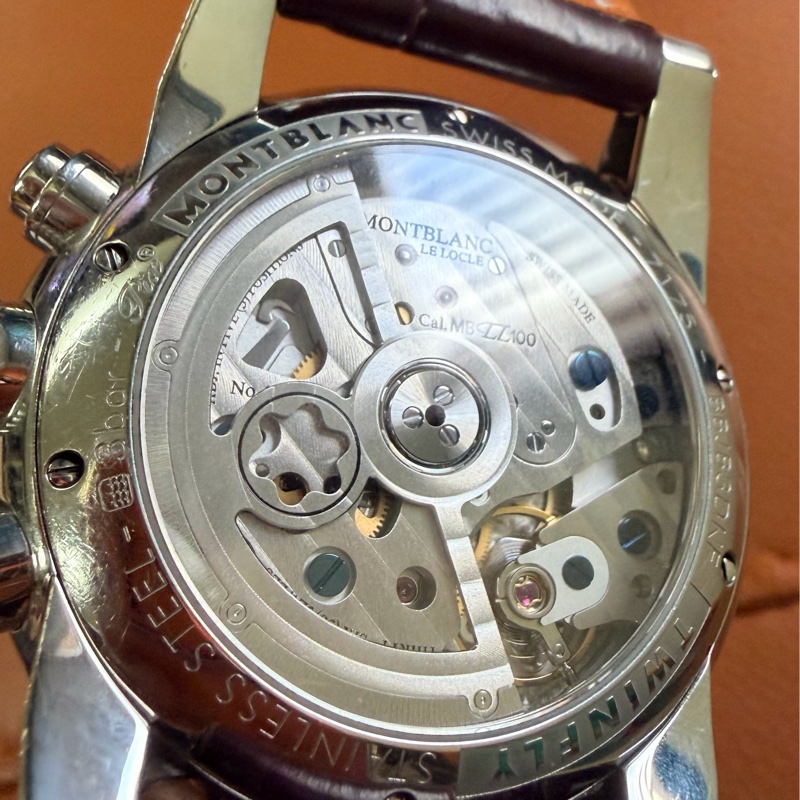 真品 Montblanc萬寶龍TwinFly + GMT MB LL100自製機械機芯複雜功能腕錶-26