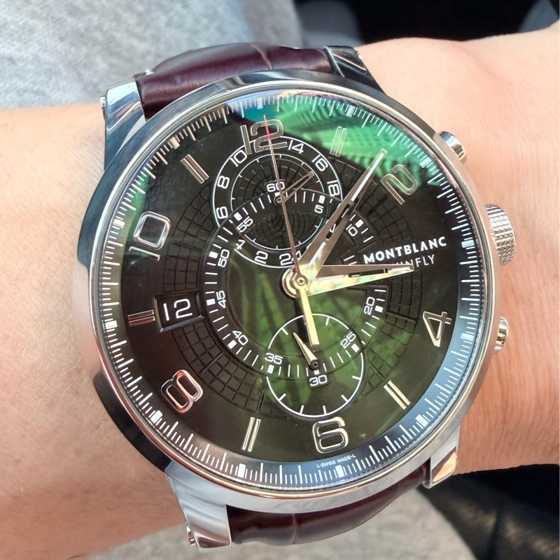 真品 Montblanc萬寶龍TwinFly + GMT MB LL100自製機械機芯複雜功能腕錶-19