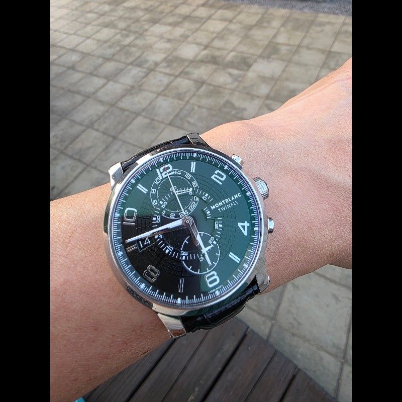 出價就賣｜真品 Montblanc萬寶龍TwinFly + GMT MB LL100自製機械機芯複雜功能腕錶-51