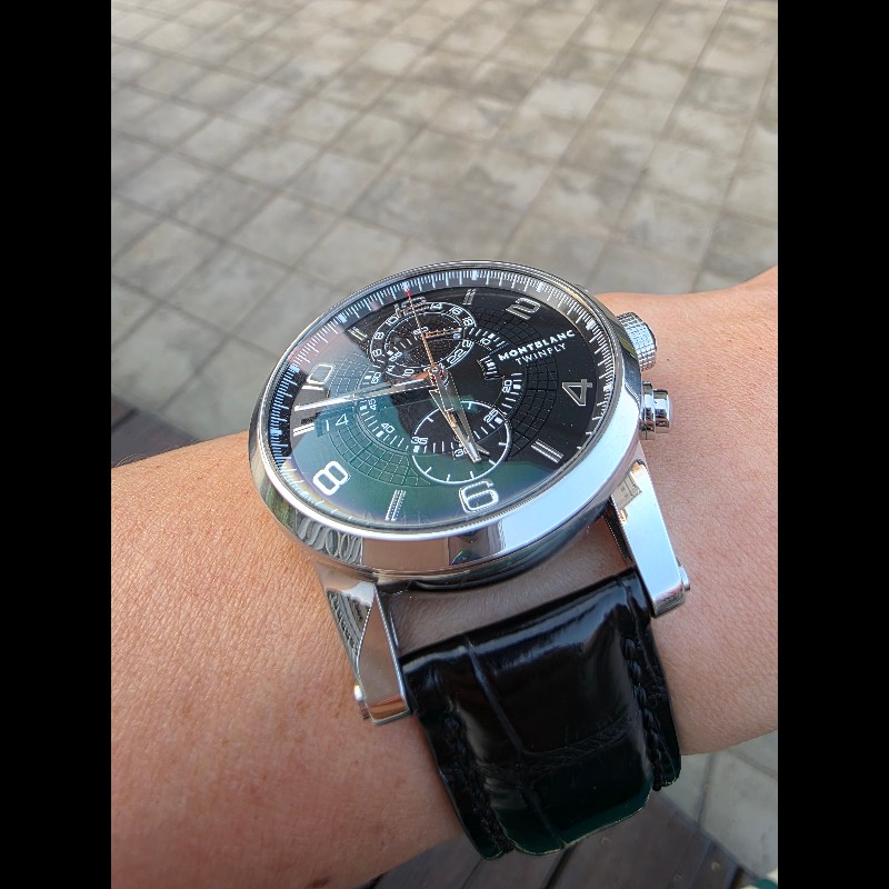 出價就賣｜真品 Montblanc萬寶龍TwinFly + GMT MB LL100自製機械機芯複雜功能腕錶-53