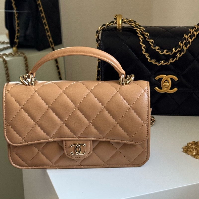 Chanel 太妃糖奶茶色 手柄 mini cf handle woc 手機包-0