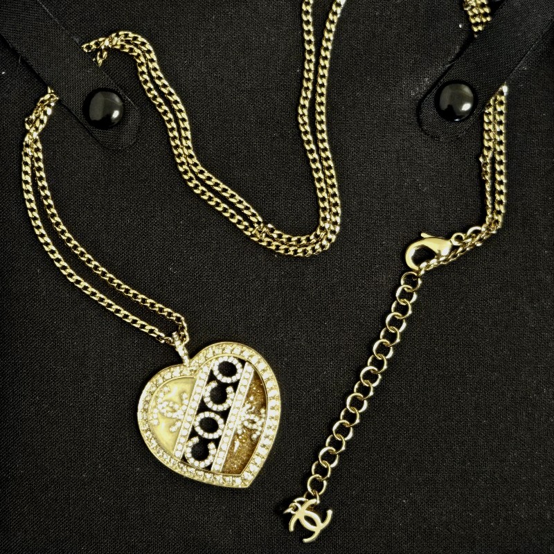 Chanel 香奈兒 高價款 愛心 coco 字母 金色流沙 雙C Logo 長鍊 毛衣鍊 項鍊-4