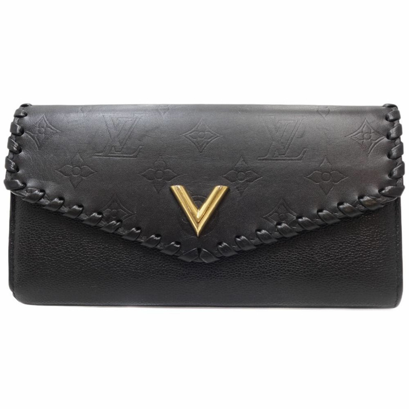 LOUIS VUITTON Portefeuil Very M62059 長皮夾 Monogram 圖案黑色 083712-9