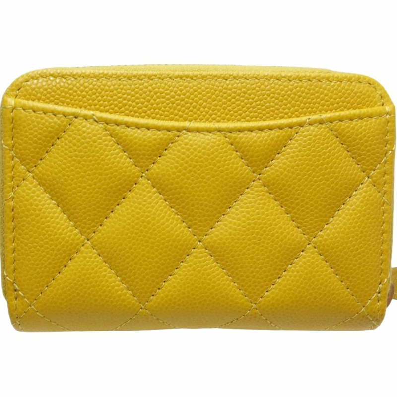 CHANEL 經典拉鍊零錢包 Matelasse AP0216 錶殼魚子醬膚色黃 083597-2
