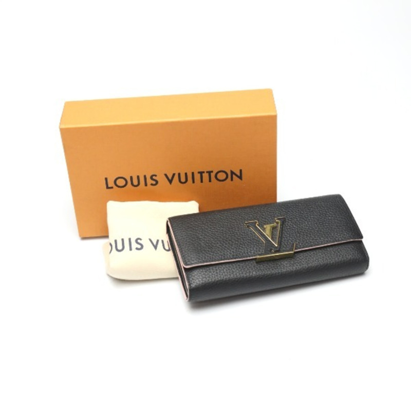 路易威登 雙折長皮夾 Taurillon Portefeuille Capucines M67663 路易威登 黑色 LV-0