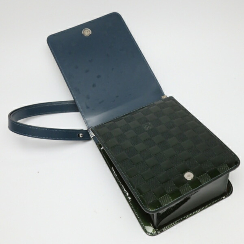 LOUIS VUITTON 俱樂部手提包 Damier Vernis 汽油藍色 M92128 路易威登 綠色 單肩包 LV-5