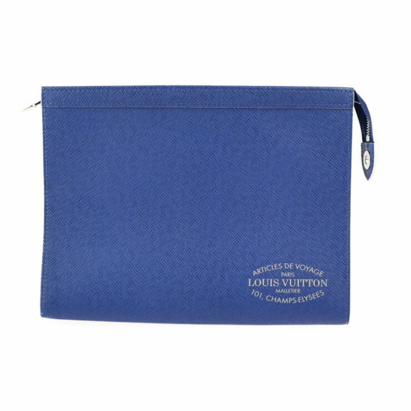 LOUIS VUITTON 路易威登 Pochette Voyage MM 第二包 M30399 Taiga 鈷銀色五金手拿包-0
