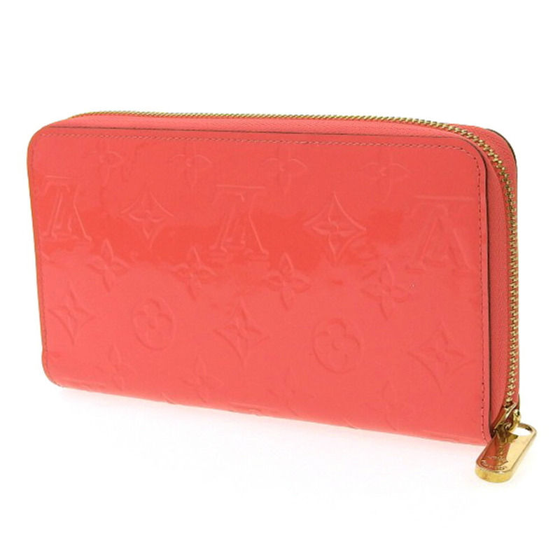 路易威登 LOUIS VUITTON Vernis Zippy 皮夾圓形拉鍊長 Rose Rich M93202-1