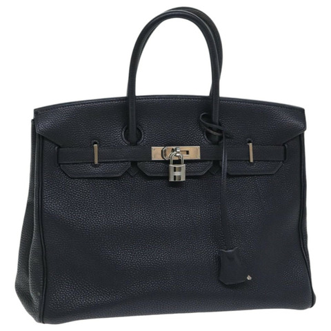 愛馬仕 Birkin 35 手提包，黑色銀色皮革，正品，貨號 74435A