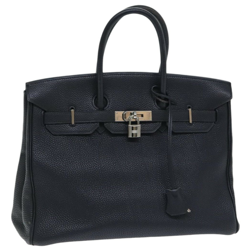 【日本直送】愛馬仕 Birkin 35 手提包，黑色銀色皮革，正品，貨號 74435A-0