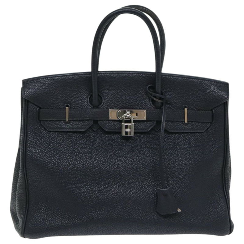 【日本直送】愛馬仕 Birkin 35 手提包，黑色銀色皮革，正品，貨號 74435A-1