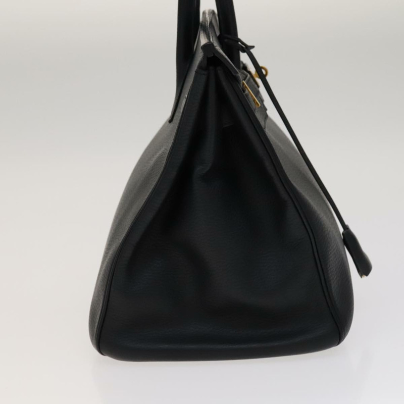 【日本直送】愛馬仕 Birkin 35 手提包，黑色皮革，金色，正品，貨號 77553A-4