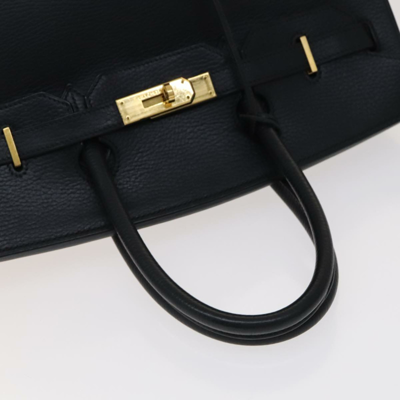 【日本直送】愛馬仕 Birkin 35 手提包，黑色皮革，金色，正品，貨號 77553A-6