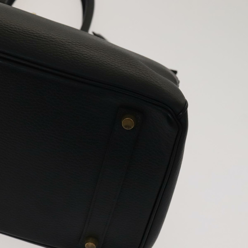 【日本直送】愛馬仕 Birkin 35 手提包，黑色皮革，金色，正品，貨號 77553A-9