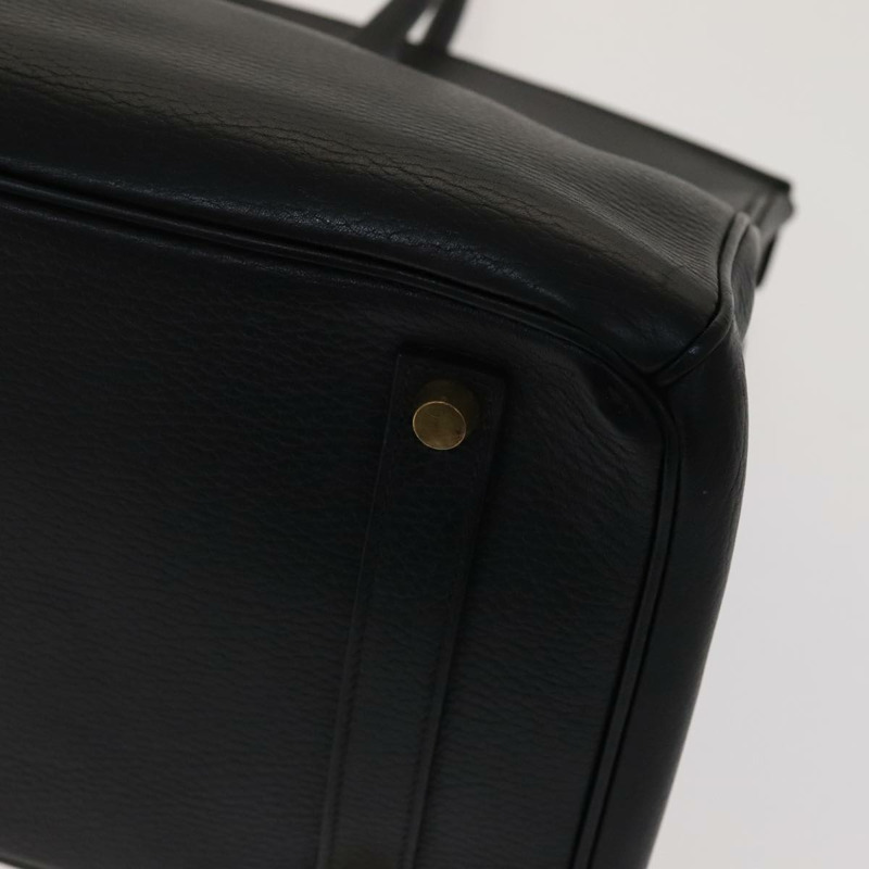 【日本直送】愛馬仕 Birkin 35 手提包，黑色皮革，金色，正品，貨號 77553A-11