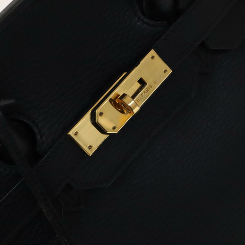 【日本直送】愛馬仕 Birkin 35 手提包，黑色皮革，金色，正品，貨號 77553A-14