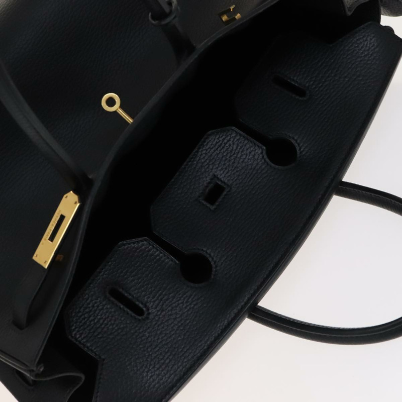 【日本直送】愛馬仕 Birkin 35 手提包，黑色皮革，金色，正品，貨號 77553A-17
