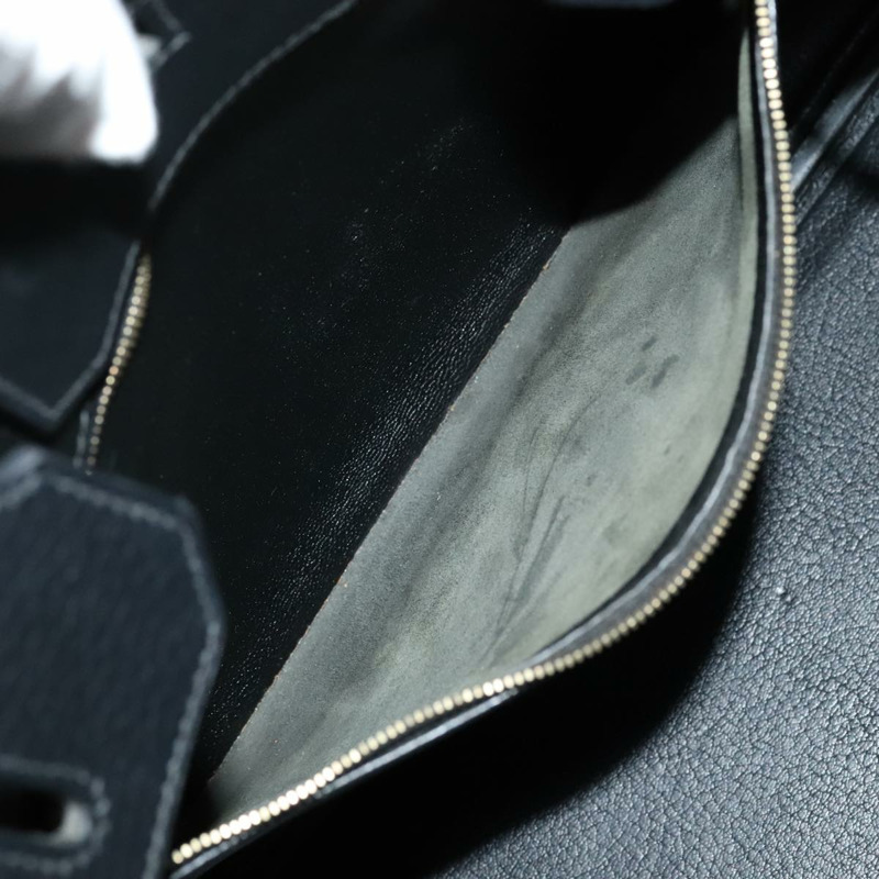 【日本直送】愛馬仕 Birkin 35 手提包，黑色皮革，金色，正品，貨號 77553A-22