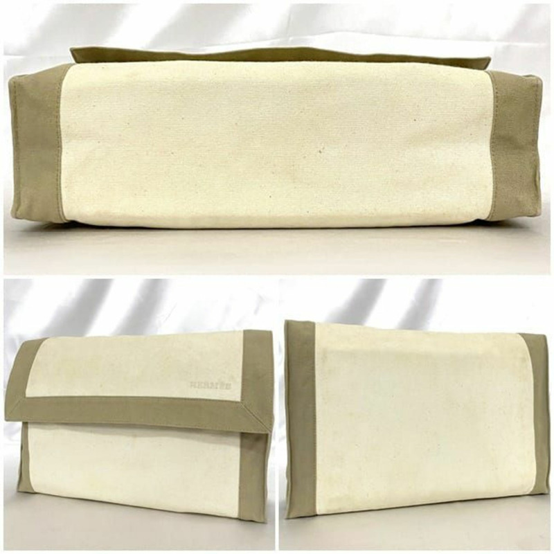 Hermes 手拿包 Tapidcel ec-22048 米白色棉質帆布 HERMES 旅行包 翻蓋刺繡 袋中袋 女士 男士商品-4
