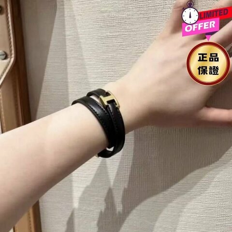 ⏰限時特賣價🌺Tod's T Timeless Leather 精緻皮革雙圈手環 黑色